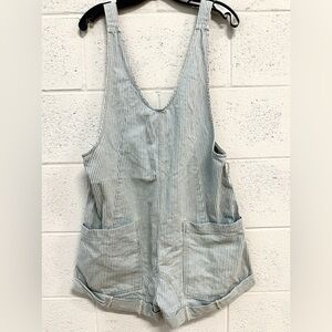 We The Free Light Blue Pin Stripe Denim Fabric